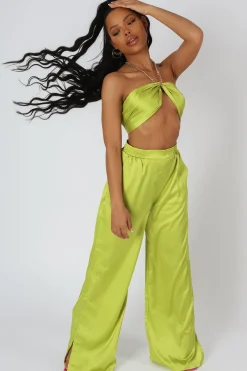 Public Desire Wide Leg Satin Trousers | Women Trousers