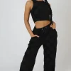 Public Desire Wide Leg Split Hem Checkerboard Towelling Joggers | Women Trousers
