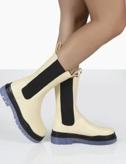 Public Desire Winter Wide Fit Off Ankle Chunky Sole Chelsea Boots | Women Wide Fit Ankle Boots