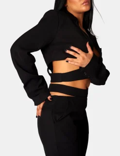 Public Desire Wrap Front Cropped Blazer | Women Outerwear & Jackets