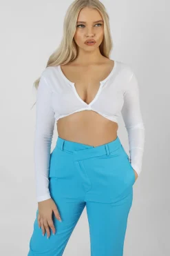 Public Desire Wrap Waistband Straight Leg Trouser | Women Tailoring