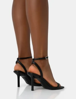 Public Desire Yara Wide Fit Pu Barely There Mid Stiletto Heels | Women Barely There Heels