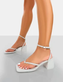 Public Desire Zahra Pu Toe Thong Mid Block Heeled Sandals | Women Mid Heels