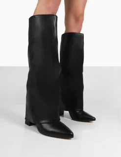Public Desire Zendaya Pointed Toe Knee High Block Boots | Women Knee High Boots