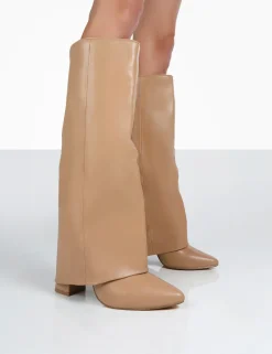 Public Desire Zendaya Pointed Toe Knee High Block Boots | Women Knee High Boots