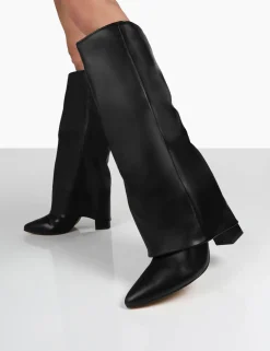 Public Desire Zendaya Pointed Toe Knee High Block Boots | Women Knee High Boots