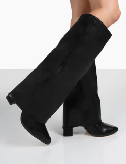 Public Desire Zendaya Pointed Toe Knee High Block Boots | Women Knee High Boots