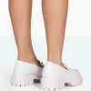Public Desire Ziggy White Pu Triangle Badge Chunky Sole Loafers | Women Flatforms