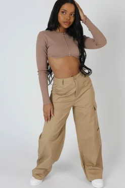 Public Desire Zip Through Underbust Ribbed Top | Women Tops