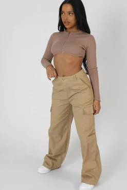 Public Desire Zip Through Underbust Ribbed Top | Women Tops