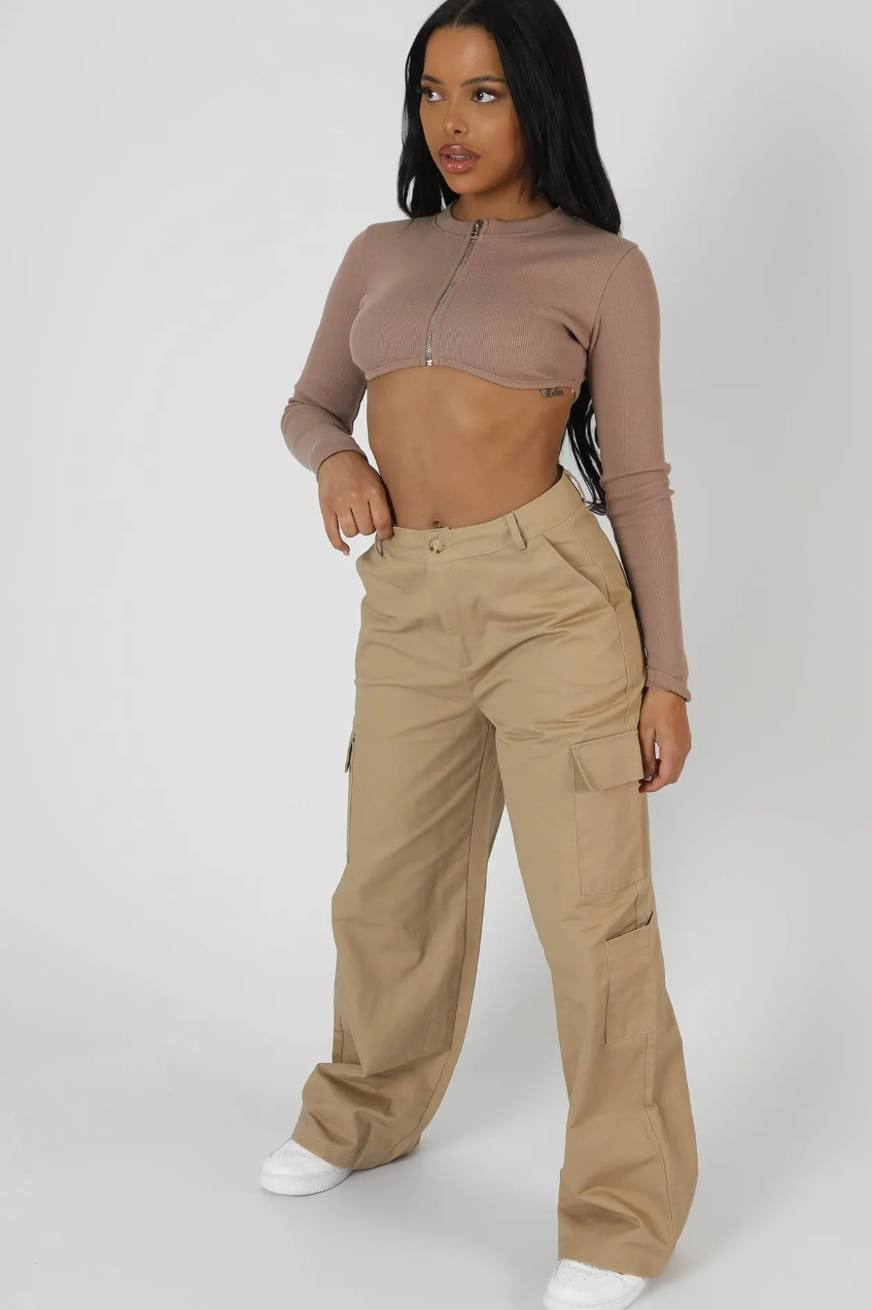 Public Desire Zip Through Underbust Ribbed Top | Women Tops