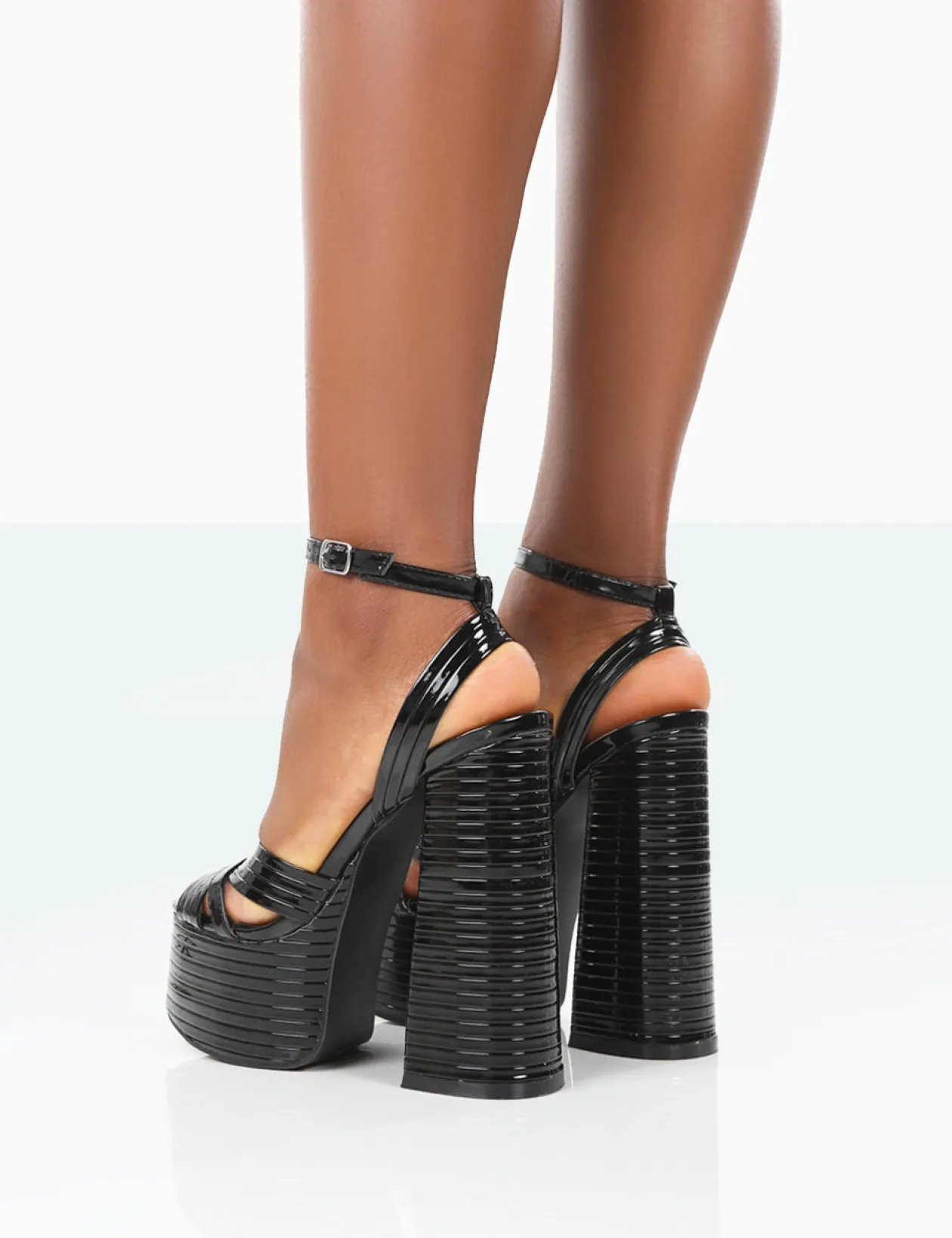 Public Desire Zurra Metallic Pu Open Toe Platform Block Heels | Women Platform Heels